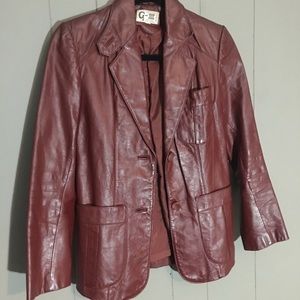 Vintage Camel Leather Blazer